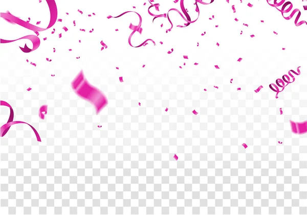 Many Falling Pink Tiny Confetti Isolated White Background Vector — Stock Vector