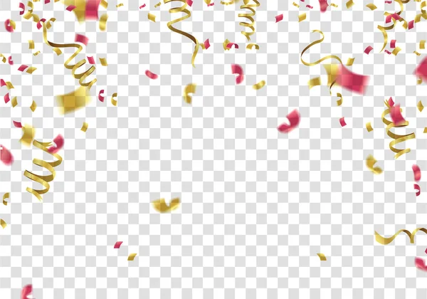 Abstrakcyjne Kolorowe Konfetti Wstążki Karnawałowe Złote Konfetti Foliowe Balony Luksusowe — Wektor stockowy