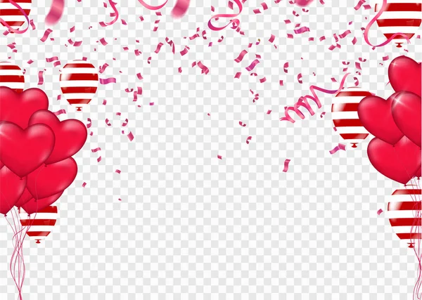 Día San Valentín Banner Plantilla Fondo Globos Colores Ganar Fiesta — Archivo Imágenes Vectoriales