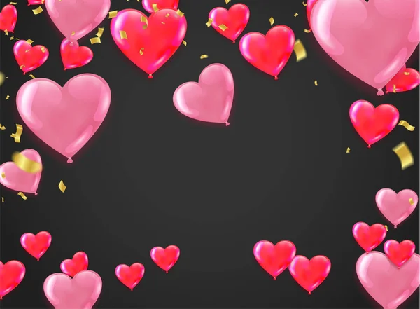 Valentijnsdag Banner Template Achtergrond Kleurrijke Ballonnen Met Kleurrijke Ballonnen Party — Stockvector