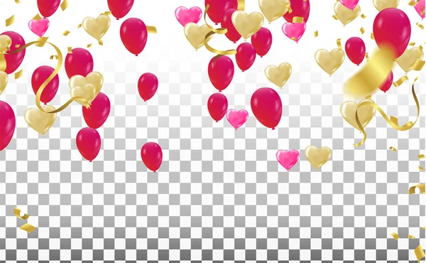 День Святого Валентина Шаблон Баннера Фон Красочные Воздушные Шары Красочными — стоковый вектор