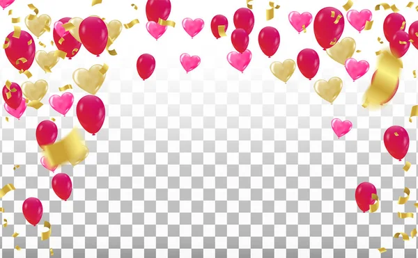 Valentinstag Banner Vorlage Hintergrund Bunte Luftballons Mit Bunten Luftballons Party — Stockvektor