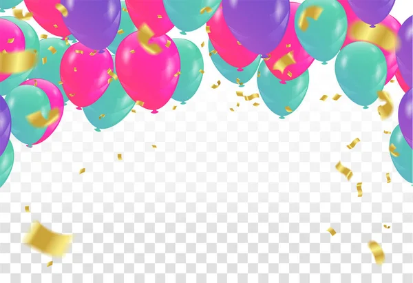 Globos Confeti Serpentinas Fondo Bokeh Party — Vector de stock