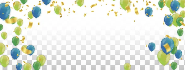 Balões Festa Feliz Aniversário Ilustração Celebração Fundo Modelo Com Confetes —  Vetores de Stock