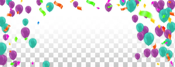 Вечірні Кульки Днем Народження Ілюстрація Святкування Фону Шаблон Конфетті Стрічками — стоковий вектор