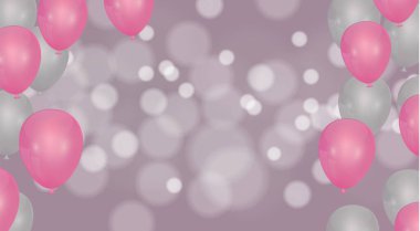 Havada izole edilmiş konfeti helyum balonlu pembe. Doğum günü, yıldönümü, kutlama, olay tasarımı için. Vektör illüstrasyonu