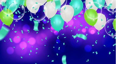 Parti balonları Mutlu yıllar resimli kutlama şablonu 