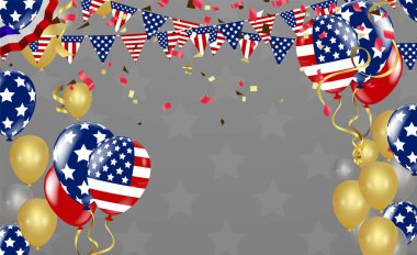 Bağımsızlık Günü 'nüz kutlu olsun. Amerika Birleşik Devletleri bayrağıyla Usa mavi arka planı. 4 Temmuz Usa Bağımsızlık Günü