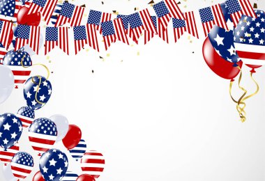 Bağımsızlık Günü 'nüz kutlu olsun. Amerika Birleşik Devletleri bayrağıyla Usa mavi arka planı. 4 Temmuz Usa Bağımsızlık Günü