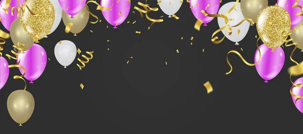 Belle Fête Réaliste Ballons Joyeux Anniversaire Vecteur Carte Vœux Vous — Image vectorielle