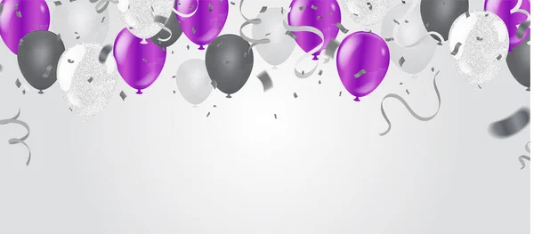 Geburtstag Ballon Und Feier Banner Party Frohes Neues Jahr Feier — Stockvektor