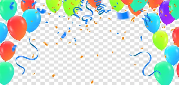 День Рождения Воздушный Шар Празднование Баннер Партии Счастливого Новогоднего Праздника — стоковый вектор