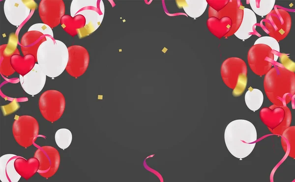 Glossy Happy Birthday Balloons Unique Background Design Vector Illustration Eps10 — Stock Vector