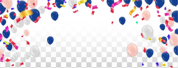 カラフルな風船 誕生日 パーティー プレゼンテーション 記念日 クラブデザイン ハッピーバナー ベクターイラスト — ストックベクタ