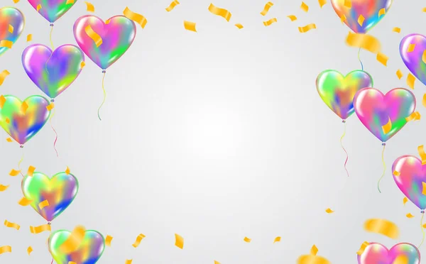 Abstrakcyjne Tło Błyszczącymi Kolorowymi Balonami Urodziny Przyjęcie Prezentacja Żywiołami Wszystkiego — Wektor stockowy