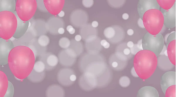 Rózsaszín Konfetti Hélium Léggömb Elszigetelt Levegőben Születésnapjára Évforduló Ünneplés Esemény — Stock Vector