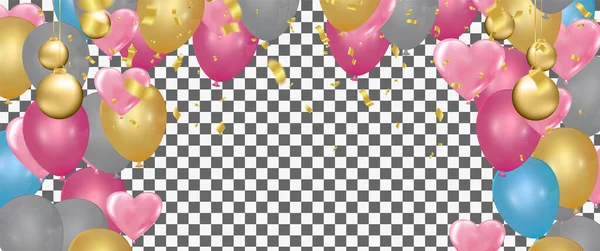 Happy Birthday Anniversary Banner Colorful Balloons — Stockový vektor