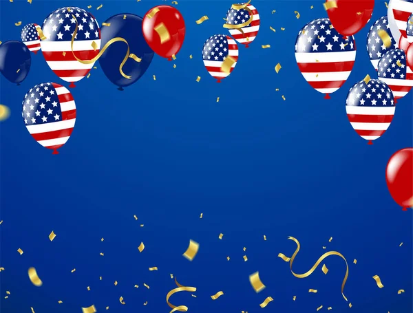 Buon Luglio Independence Day Usa Sfondo Blu Con Bandiera Degli — Vettoriale Stock