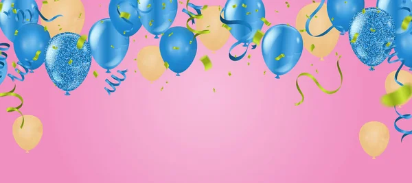 Modelo Balões Aniversário Luxo Brilhante Colorido Balões Vetor Gráfico Ilustração — Vetor de Stock