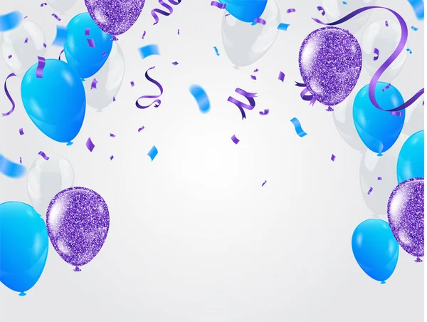 Szablon Balonów Urodzinowych Luksusowe Błyszczące Kolorowe Balony Wektorowe Grafiki Wektorowe — Wektor stockowy