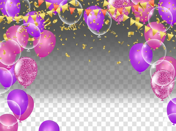 Feliz Cumpleaños Globos Colorido Celebración Fondo Eps — Archivo Imágenes Vectoriales