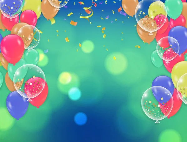 Grattis Födelsedagen Ballonger Färgglada Fest Bakgrund Eps — Stock vektor