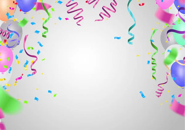 色彩艳丽的气球派对概念设计模板节日快乐日 背景庆祝矢量图解 — 图库矢量图片