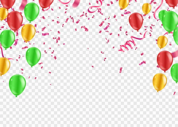 Couleur Brillant Ballons Partie Confettis Concept Conception Modèle Vacances Happy — Image vectorielle