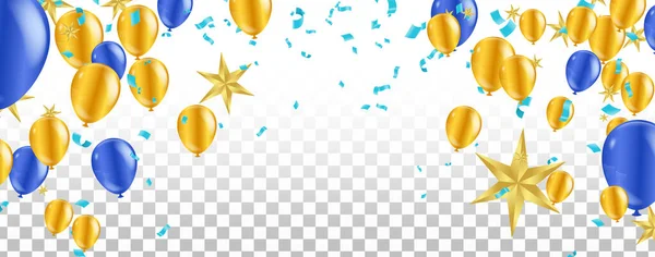Cor Balões Brilhantes Festa Confete Conceito Design Modelo Feliz Ano — Vetor de Stock