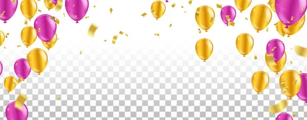 彩色艳丽的气球派对 五彩纸屑 概念设计模板快乐新年2020背景庆祝活动矢量图解 — 图库矢量图片