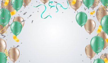 Tasarım balonları indirimli mutlu gün şablonu, selamlama arka planı. Kutlama Vektörü illüstrasyonu