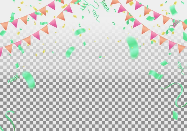 带绿色气球的矢量快乐生日贺卡 派对邀请函 — 图库矢量图片
