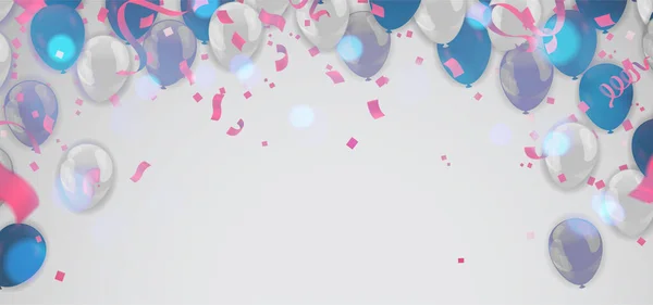 Ballons Confettis Concept Design Modèle Vacances Happy Day Jour Anniversaire — Image vectorielle