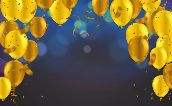 fondo festivo con globos rosas y dorados, guirnaldas de papel, serpentina e  ilustración de confeti 11510224 Vector en Vecteezy