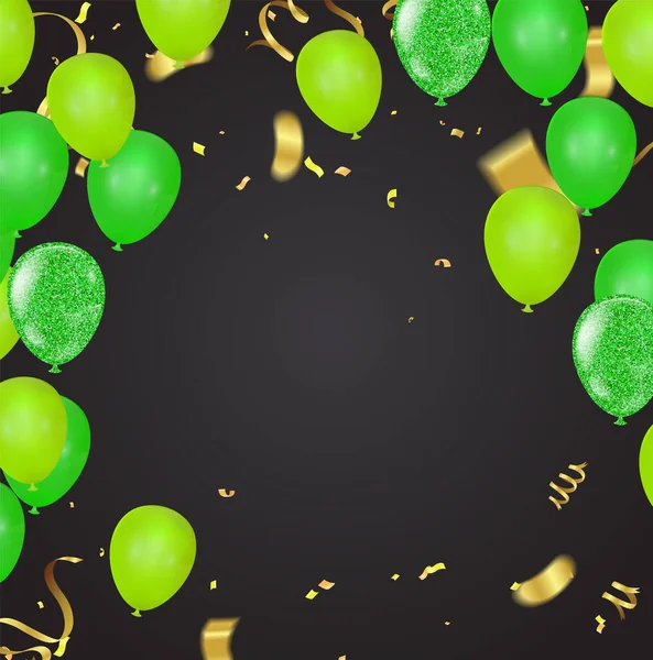 Bonne Année 2020 Fête Fond Ballons Verts Illustration Vectorielle — Image vectorielle