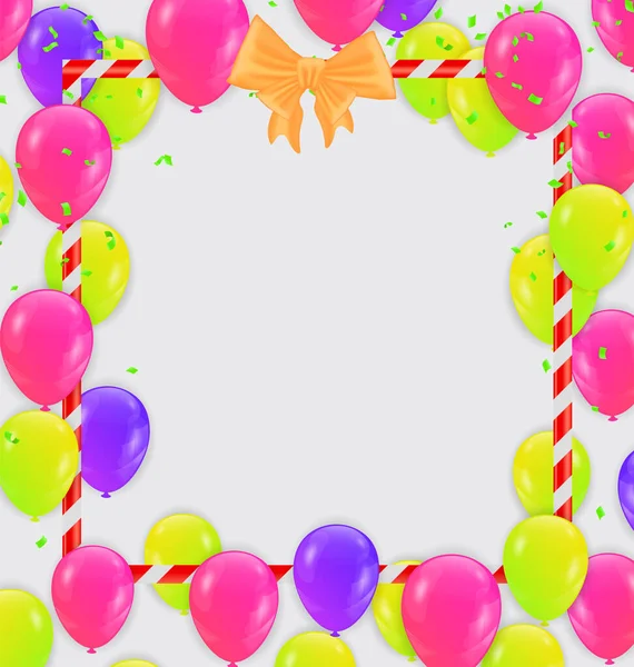 Happy Birthday Hintergründe Große Eröffnungszeremonie Vektorbanner Realistische Hochglanzballons Konfetti — Stockvektor