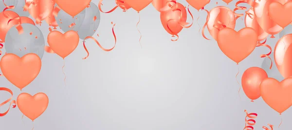 Bannière Avec Des Ballons Drapeaux Lieu Fête Carte Anniversaire Heureux — Image vectorielle