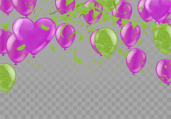 Kleurrijke Gelukkige Verjaardag Aankondiging Met Ballon Header Achtergrond Confetti Geschenkdoos — Stockvector