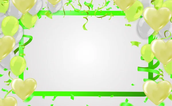 Carte Anniversaire Vectorielle Avec Ballons Verts Invitation Fête — Image vectorielle