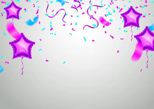 Склад Векторной Иллюстрации Партии Полет Фиолетовый Различных Цветов Реалистичные Воздушные — стоковый вектор