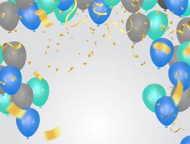 Renkli balonlar ve bayraklar vektörüyle şenlikli arkaplan