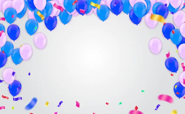 庆祝会 快乐的生日横幅 蓝色和粉色球茎 背景孤立 — 图库矢量图片