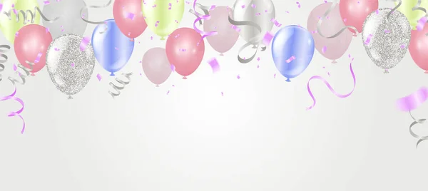 Geburtstagskarte Mit Luftballons Alles Gute Zum Geburtstag — Stockvektor