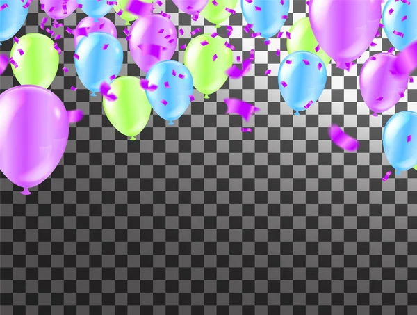 Achtergrond Gekleurde Streamers Confetti Ballonnen — Stockvector