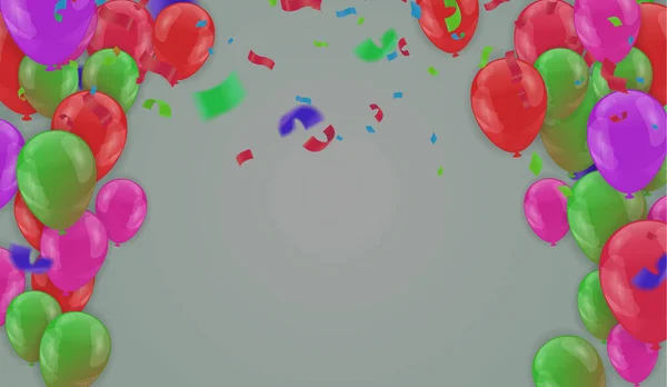 Aniversário Feliz Colorido Anúncio Com Fundo Cabeçalho Balão Confete Caixa —  Vetores de Stock