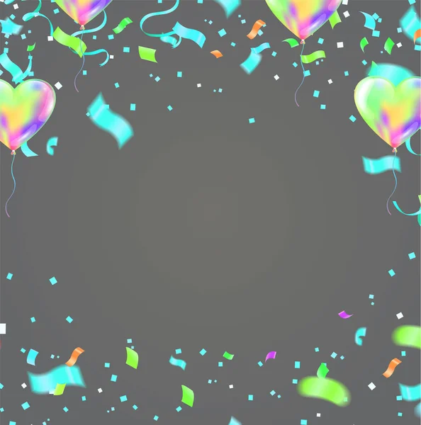 Balões Voando Fundo Ideal Para Exibir Seu Casamento Aniversário Celebração — Vetor de Stock
