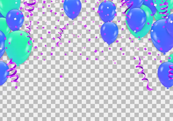 Стокові Векторні Ілюстрації Вечірка Літаючих Фіолетових Різних Кольорів Реалістичних Повітряних — стоковий вектор