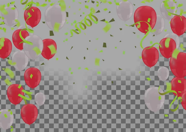 Kleurrijke Gelukkige Verjaardag Aankondiging Met Ballon Header Achtergrond Confetti Geschenkdoos — Stockvector