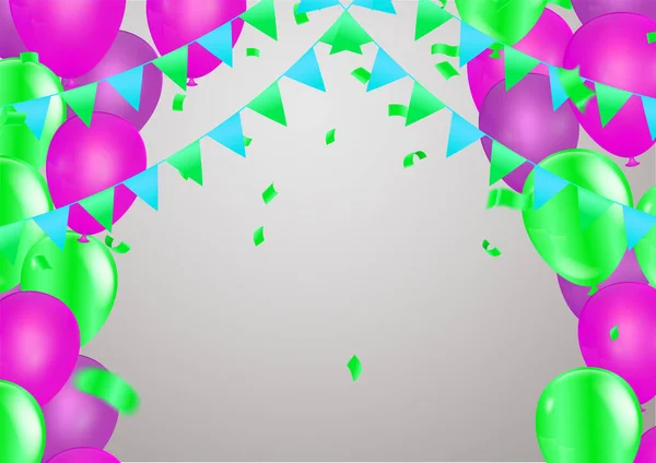 矢量插图 Confetti Ribbons Celebration Background Template — 图库矢量图片