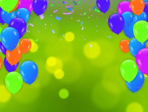 Bunte Luftballons Bunte Kugeln Auf Einem Hintergrund Mit Einer Inschrift — Stockvektor